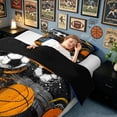 thumbnail image 4 of meiyoeat Sport Football Twin Comforter Sets for Boys, Multisport Graffiti Splash Bedding Set, Black Reversible, 2-Piece, 1 Comforter and 1 Pillowcase, 4 of 6