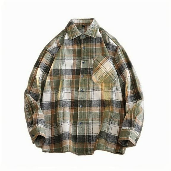 Jgppe Men's Button down Shirts Casual Long Sleeve Plaid Flannel Lightweight Thin Loose Shirt Tops