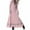 Pink, variant on SDJMa Muslim Long Dress Medium Big Girls Long Sleeve V Neck Colorblock Dress