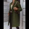 thumbnail image 4 of Abrigo de Guisante para Mujer, con Solapa y un Solo Botón, Cortavientos, Holgado, Informal, de Longitud Media, para Otoño e Invierno. Verde M, 4 of 7