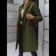 thumbnail image 4 of Abrigo de Guisante para Mujer, con Solapa y un Solo Botón, Cortavientos, Holgado, Informal, de Longitud Media, para Otoño e Invierno. Verde XL, 4 of 7