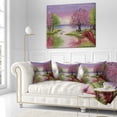 thumbnail image 2 of Designart Romantic Lake in Pink and Green - Landscape Printed Throw Pillow - 16x16, 2 of 4