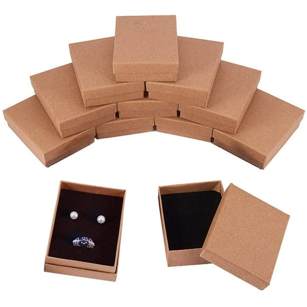12 Pack 3.5x2.7x1 Inches Necklace Ring Box Rectangle Kraft Cardboard