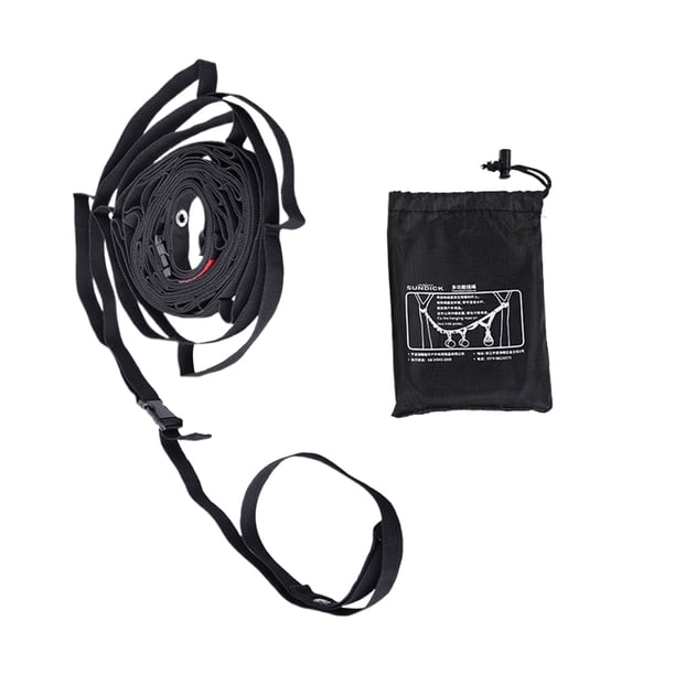 Toystoory Cordón para acampar con cuerda colgante, longitud ajustable, fuerte y resistente, muchos anillos colgantes carpas negro