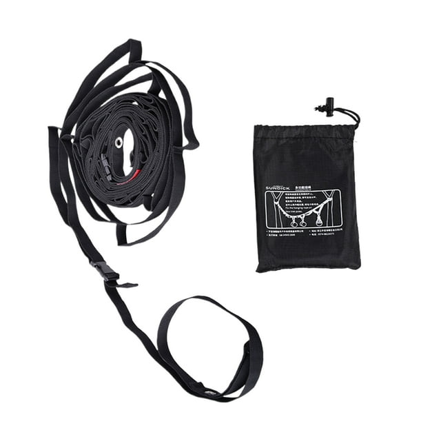 Advancent Cordón de acampada con cuerda colgante, longitud ajustable, cuerda fuerte y resistente, colgador de cordón portátil carpas negro
