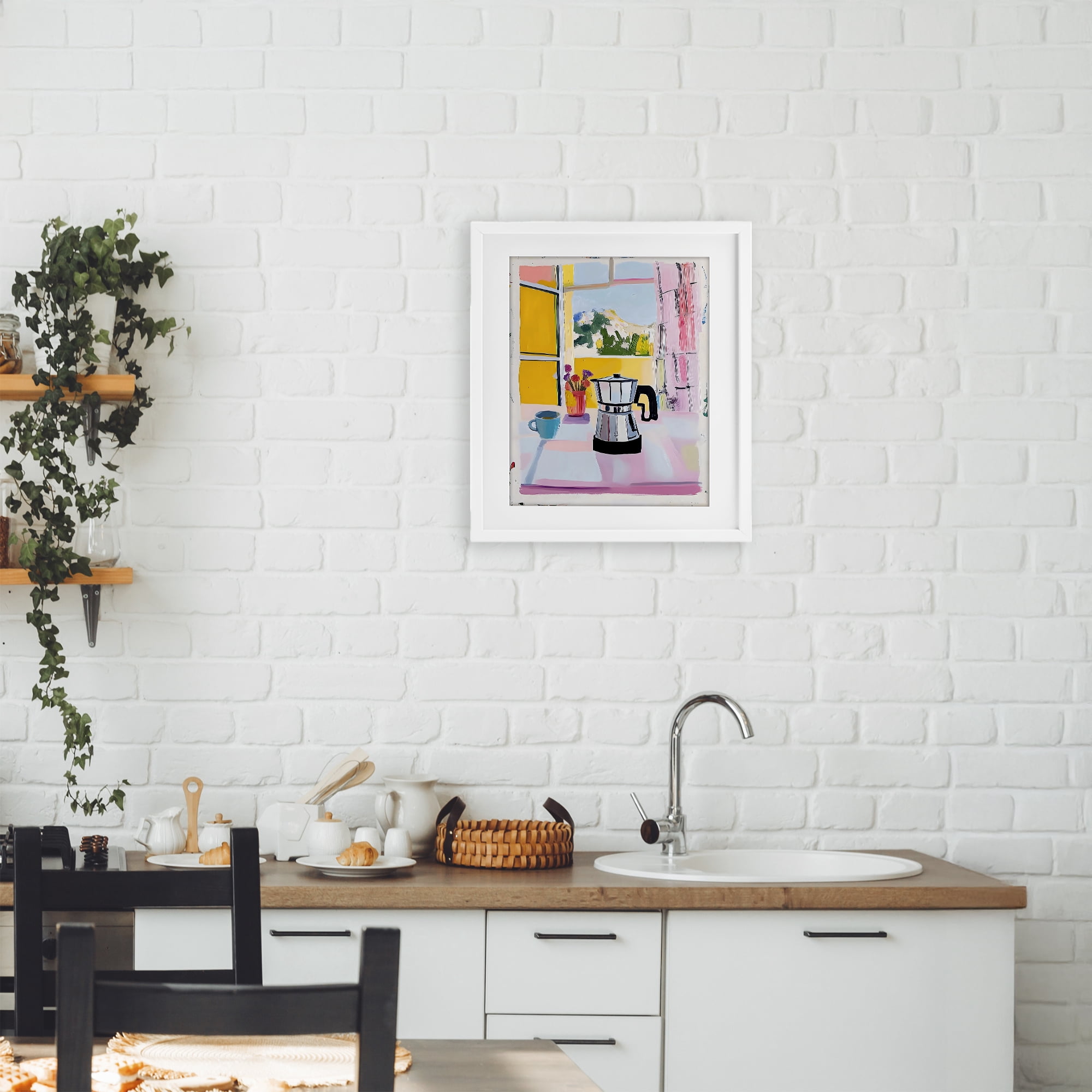 Stupell Industries Italian Moka Pot Kitchen White Framed Print Under Glass, design by The Prints Vibe