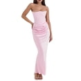 thumbnail image 3 of Women'S Bodycon Dress with A Cinched Waist Strapless Design Off-the-Shoulder Style with Boning Pink L, 3 of 9