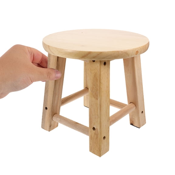 Luxshiny Beige Wooden Stool Anti-Slip Bathroom Footstool for Home Use