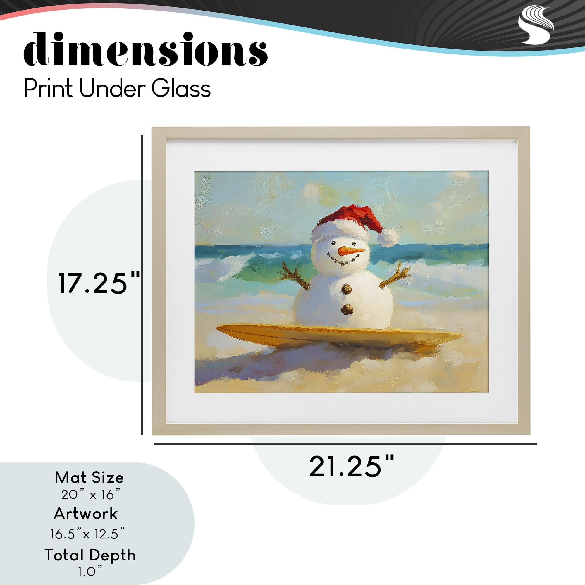 Stupell Industries Surfer Snowman on Beach Birch Framed Print Under Glass, design by The Prints Vibe
