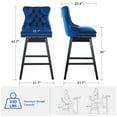 thumbnail image 5 of TEWLOSS 30" Swivel Bar Height Bar Stools Set of 4, Blue Velvet Kitchen Stools with Back, 5 of 10