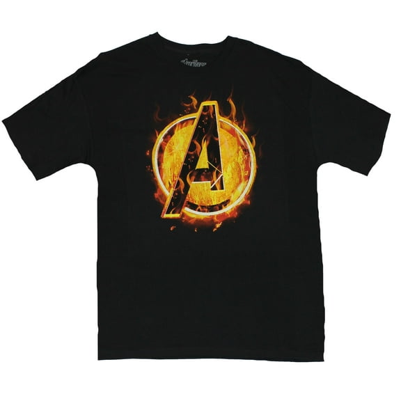 The Avengers (Marvel Comics) Mens T-Shirt - Fiery Flat A Logo Image (Small)