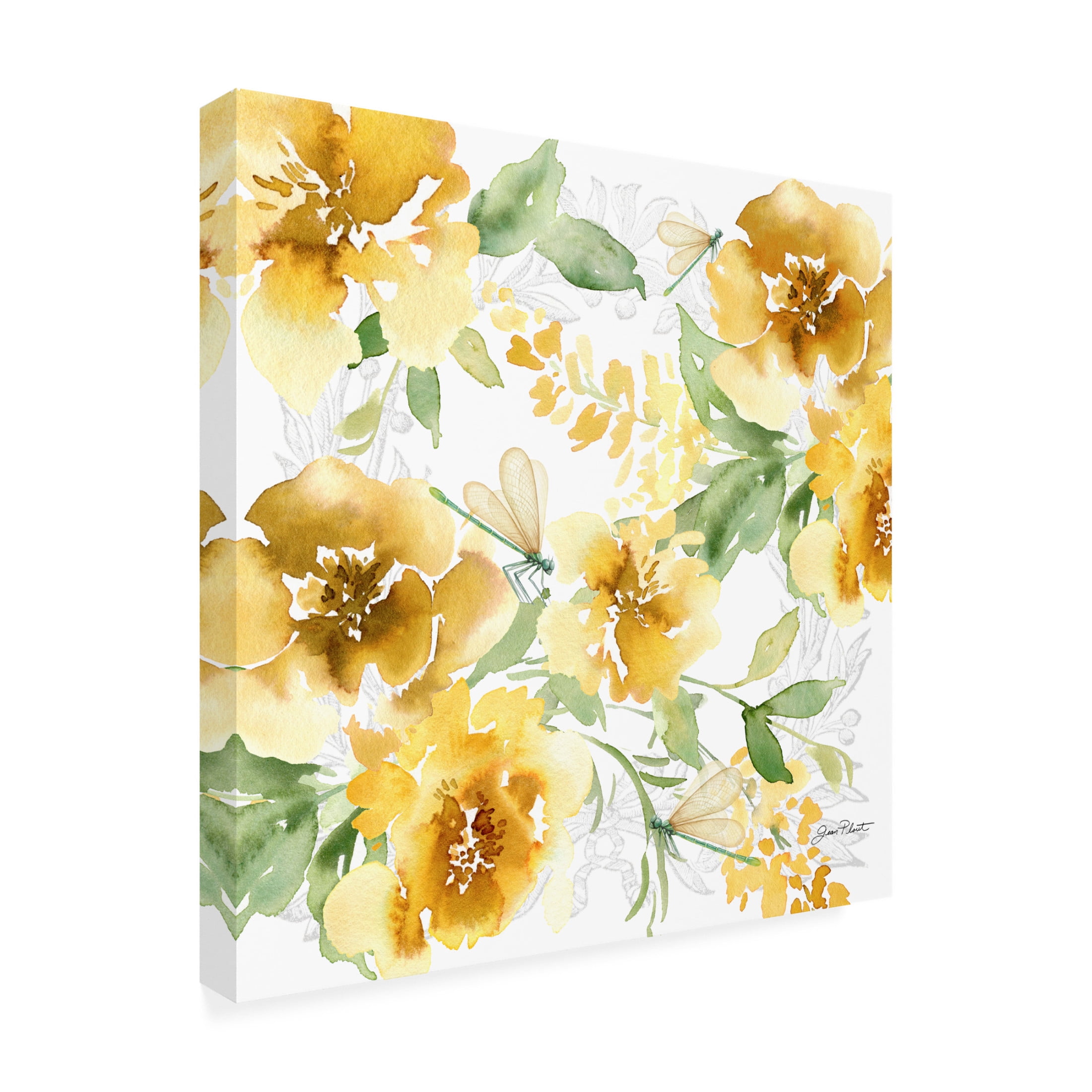 Canvas Wall Art - Jean Plout 'Yellow Floral Bouquet A' Wall Art for Living Room, Bedroom, or Office Décor by Trademark Fine Art - 18 x 18 Inches