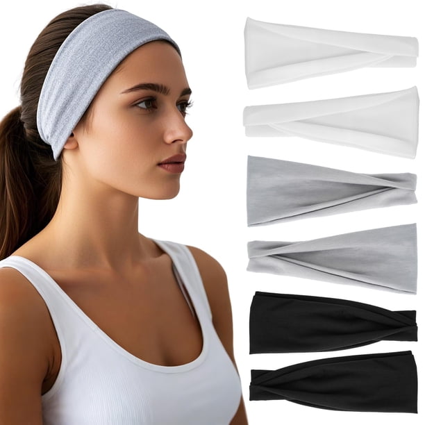 Diademas HSEM para mujer, paquete de 6 bandas elásticas anchas