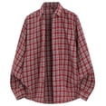 thumbnail image 2 of KeShDi Mens 3x Flannel Shirts Men's Vintage Casual Check Button Lapel Fashion Long Sleeve Shirt Red 2X, 2 of 8