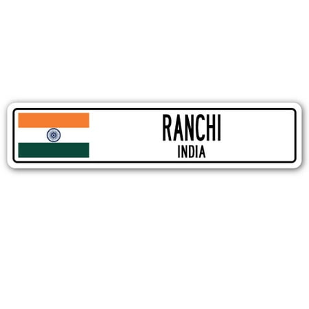 RANCHI, INDIA Street Sign Indian flag city country road wall