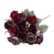 thumbnail image 1 of Inteprter Flores artificiales, tela de seda rosa, diamantes de imitación, ramo falso, decoración Floral DIY, centros de de cumpleaños para el Decoración del hogar Rojo oscuro, 1 of 6