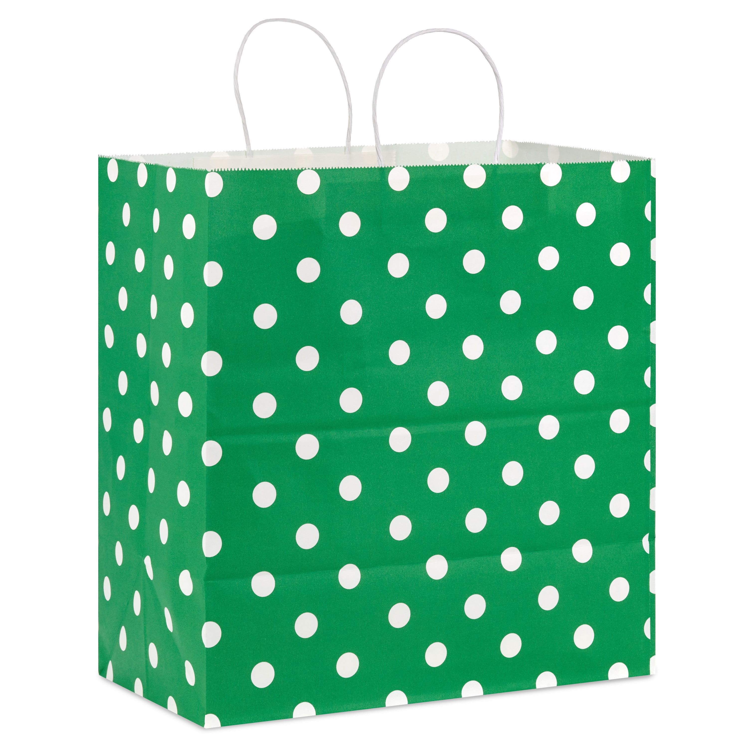 Hallmark Extra-Deep Gift Bag (Kelly Green With White Polka Dots)