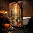 thumbnail image 6 of Fall Pumpkins Shower Curtain, Autumn Thanksgiving Harvest Halloween Forest Rural Trail Bathroom Decor, Polyester Fabric Waterproof Bathroom Curtain，70.9"x59"(C), 6 of 6