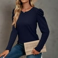 thumbnail image 5 of HTNBO Women Dressy Tops Casual Long Sleeve Crew Neck Puff Sleeve Top T-Shirt Blouse Basic Autumn Trends, 5 of 7