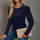 thumbnail image 5 of Tops para mujer Camisas Blusas Elegante Casual Camisas de manga larga Moda Cuello redondo Manga abullonada Top Camiseta Blusa Odeerbi  ODB-5, 5 of 7