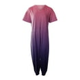 thumbnail image 4 of Kagetolytai Jumpsuit for Women Plus Size Plus Size Womens Casual V Neck Short Sleeve Zipper Overalls with Pockets Wide Long Jumpsuits (S-5XL) Lounge Sets for Women Purple 3X, 4 of 6
