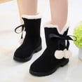 thumbnail image 3 of LYHao Winter Kids Boots With Bow For Girls Cozy Warm Boots For Everyday Play And Easy On/Off Comfort ,Girls Boots Sizes 6 Black(12-12.5 Years), 3 of 6