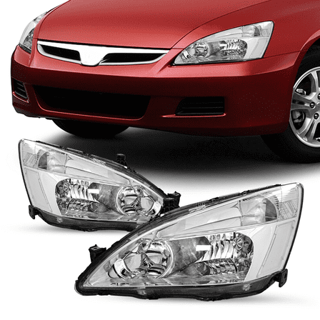 For 2003-2007 Honda Accord 2/4Dr Chrome Housing Clear Corner Headlights Pair