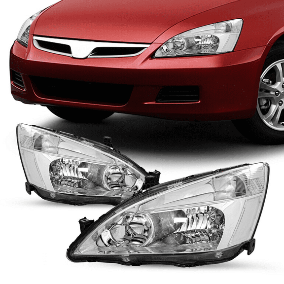 For 2003-2007 Honda Accord 2/4Dr Chrome Housing Clear Corner Headlights Pair