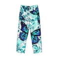 thumbnail image 4 of Balery Men'S Blue Floral With Butterflies Pants,Sleepwear Pants,Pajama Pants,Pj Bottoms Drawstring And Pockets-Small, 4 of 9