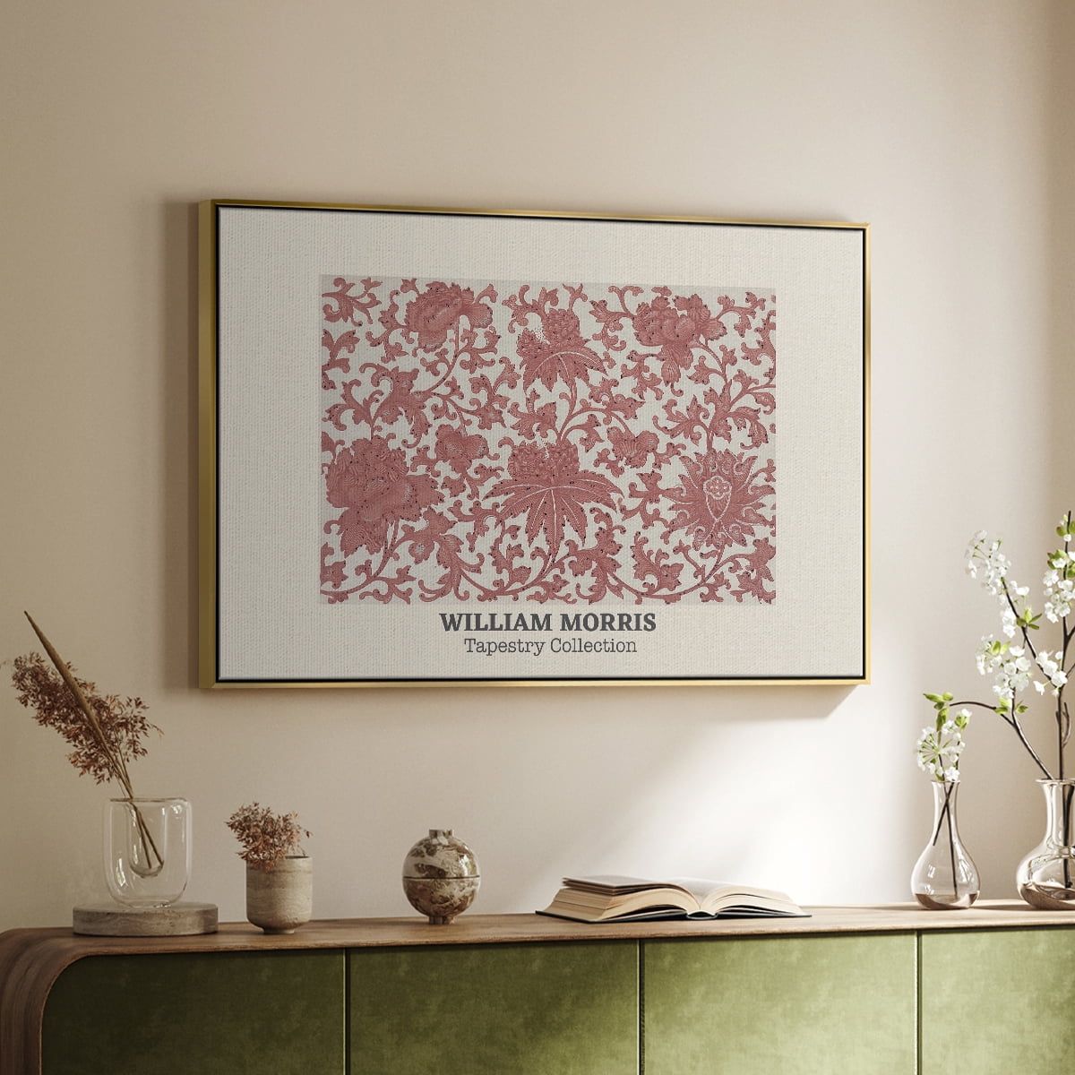 Vintage Abstract Print-XLIII Framed in Gold Wood Gallery Wrapped Canvas 25 in. x 37 in.