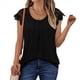 thumbnail image 2 of Blusas de Encaje para Mujer, Camisas Plisadas de Corta, Negras, Talla M, 2 of 5