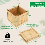 Costway 15 Wooden Planter Box Elevated Outdoor Folding Planter with Removable Bottom