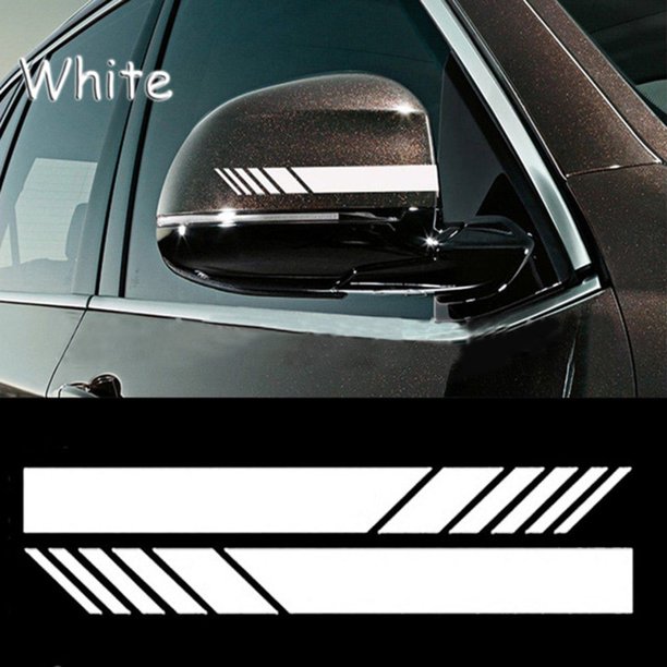 10 Uds. Pegatina para espejo retrovisor DIY, pegatina lateral, pegatina de rayas, tira reflectante, pegatina para coche, pegatina para carrocería SUV, 5 * negro + 5 * blanco LingWen 8390612300561