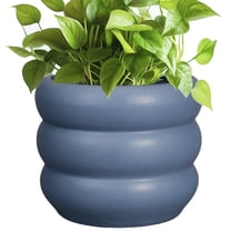 8 inch Ceramic Pot - Large Round Plant Pot with Drainage, Modern Pot for Outdoor Plants for Christmas & Holiday Decorative Gray