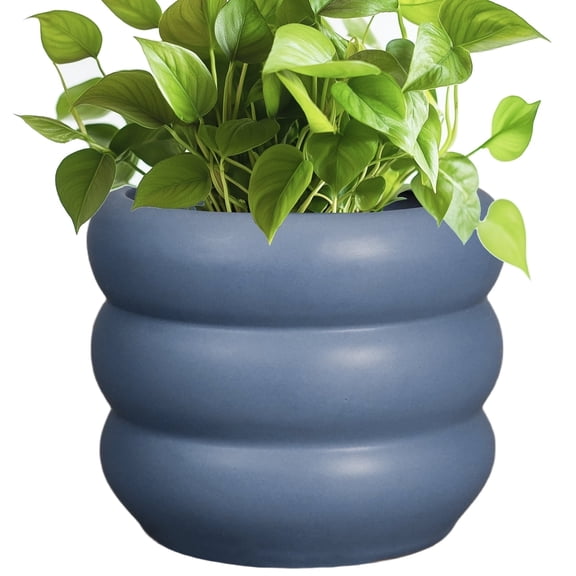 8 inch Ceramic Pot - Large Round Plant Pot with Drainage, Modern Pot for Outdoor Plants for Christmas & Holiday Decorative Gray