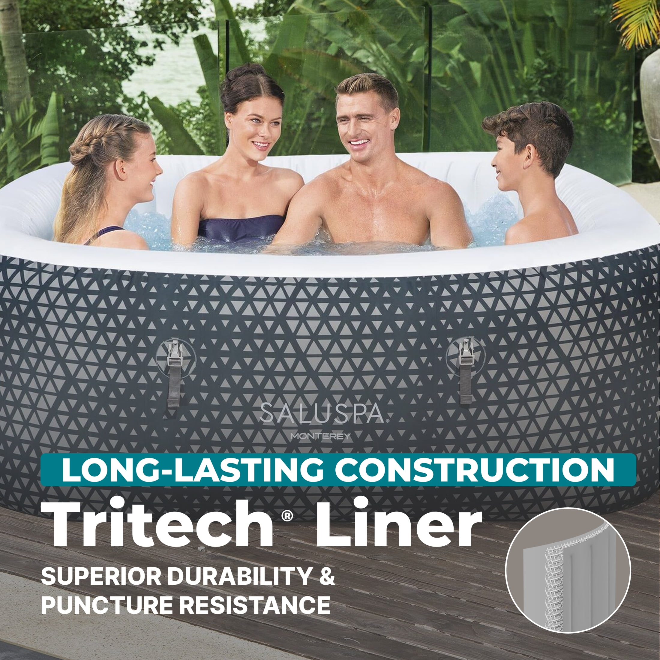 SaluSpa Monterey AirJet Outdoor Inflatable Square Hot Tub 4-6 Person with Pump #P08411
