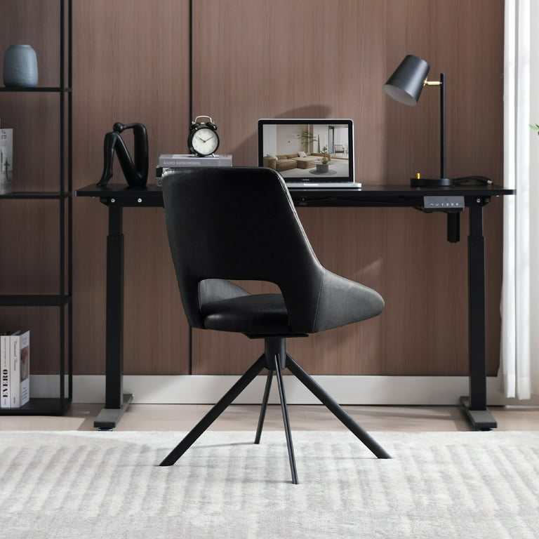 Zesthouse Swivel Desk Chair No Wheels, Modern Faux Leather Task