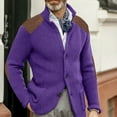 thumbnail image 2 of CharmCyan Men’s Shawl Collar Button Down Knit Cardigan Sweater with Suede Shoulder Patches Classic Casual Outerwear Jacket Purple M, 2 of 2