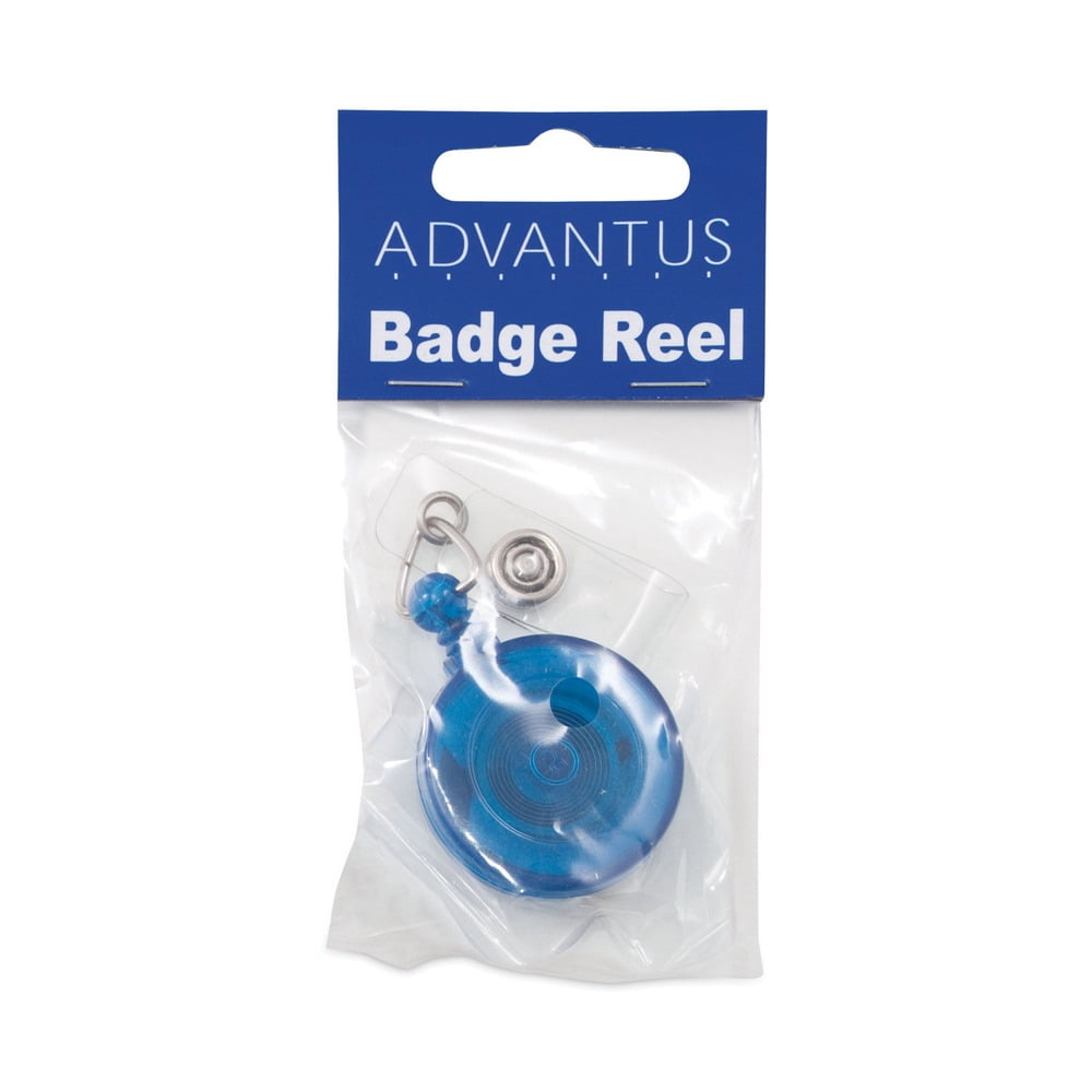 Advantus 75472 Translucent Retractable Id Card Reel, 34" Extension, Blue, 12/Pack