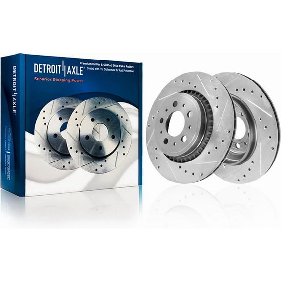 Detroit Axle - 13.23" inch Front Drilled and Slotted Disc Brake Rotors Replacement  for 2003-2014 Volvo XC90