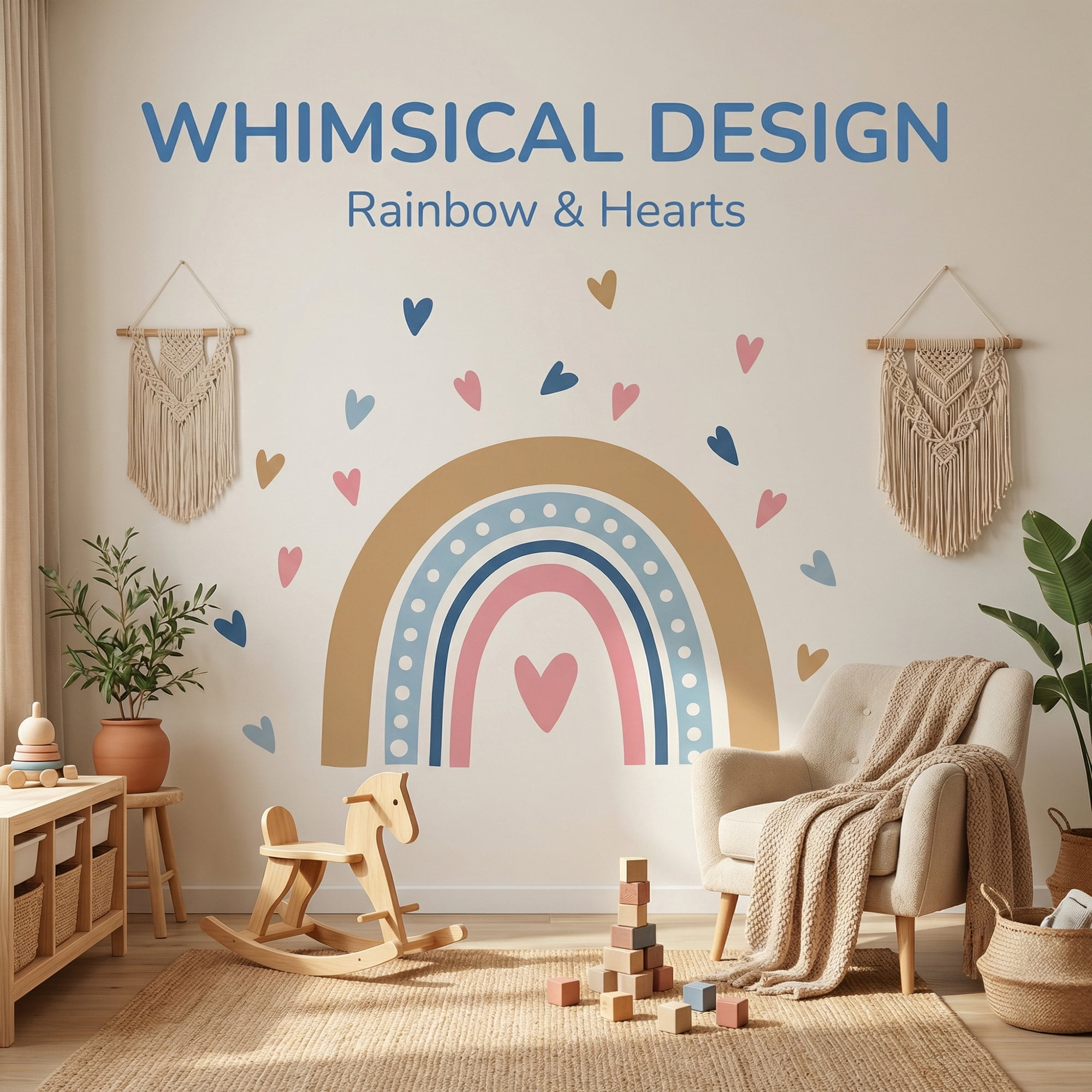 Unique Bargains 4 Sets Peel and Stick Wall Stickers Rainbow Hearts Dots 23.6" x 15.7"