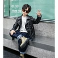 thumbnail image 2 of Children's Spring Autumn Fashion Motorcycle PU Leather Jackets Boys Girls Zipper Coat, 2 of 7