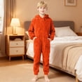 thumbnail image 6 of Peichun Boys Girls Warm Flannel Hooded Rompers Kids Solid Color Long Sleeve Full Zipper Onesie Jumpsuits Autumn Winter Loose Casual Warm Cozy One-Piece Loungewear with Pockets 1-12 Years, 6 of 8