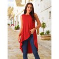 thumbnail image 4 of DARING DIVA Women's High Low Hem Crew Neck Sleeveless Tunic Top Red L, 4 of 8