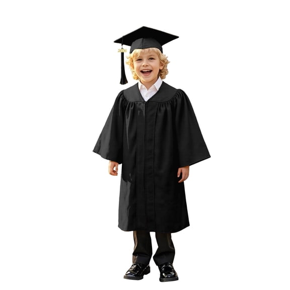 WEIGFI Toddler Boys Girls Formal Graduation Outfits Cap And Gown Set With 2026 Tassel Kindergarten Preschool Photo Shoot Wear Cute Vacation Sets,Black,4-5 Years