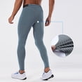 thumbnail image 2 of IWRICH Men's Striped Tights Compression Pants Workout Running Gym Legging Pants BU2 L, 2 of 8