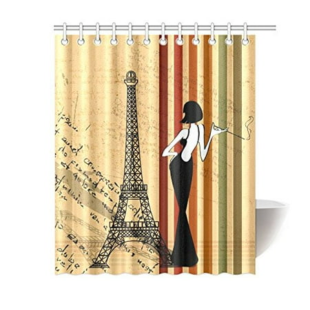 Gckg Retro Grunge Eiffel Tower Shower Curtain Sexy Paris