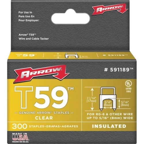 Arrow 5/16-Inch Clear Insulated T59 Staples, 300 Count