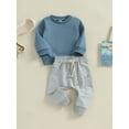 thumbnail image 3 of Bagilaanoe 2PCS Toddler Baby Boy Pants Set Long Sleeve Sweatshirt Pullover Tops + Drawstring Sweatpants 6M 12M 18M 24M 3T Kids Casual Sweatsuits, 3 of 8