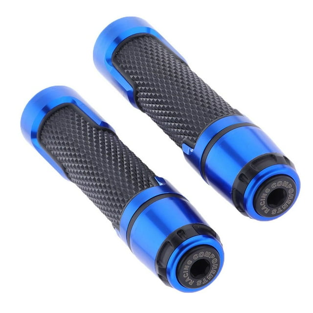 1 par de puños de manillar de motocicleta de aluminio con gel de goma de 7/8" (22 mm) de color negro + Negro + azul